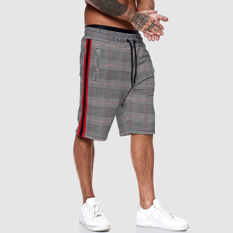 Men's Alpha Plaid Shorts | Side Stripe Close Up