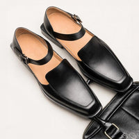 Men's Ankle Strap Leather Sandals | Closed Toe Front