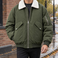 Men's Aviator Jacket | Cotton Blend Utility Bomber Side
