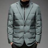 Chaqueta de invierno acolchada para hombre con cuello de americana | Plumón de pato