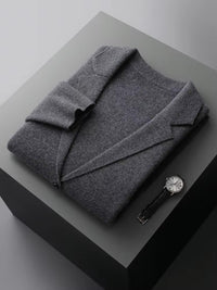 Men's Blazer-Style Cardigan Sweater | Button-Front Knit Full