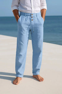 Men's Breathable Linen Chino Pants Close Up