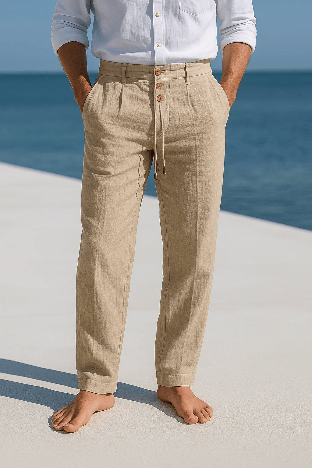 Men's Breathable Linen Chino Pants Detail