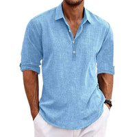 Men's Breathable Linen Polo Shirts | Henley Collar Hero