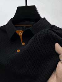 Men's Breathable Modern Waffle Polo Top Detail