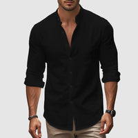 Men's Breezy Linen Shirt | Mandarin Collar Front