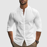 Camisa de lino fresca para hombre | Cuello mao