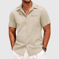 Men's Button-Down Summer Shirt | Chest Pocket Close Up