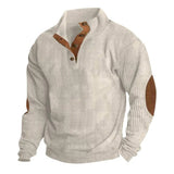 Pull à col boutonné pour homme | Tricot classique avec coudières