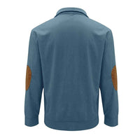 Men's Button Neck Pullover Sweater | Elbow Patches Classic Knit View 19