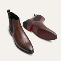 Men's Cap Toe Faux Leather Chelsea Boots | Slip-On Back