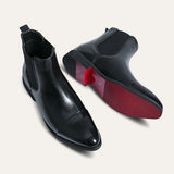 Botines Chelsea de piel sintética para hombre, con puntera lisa y sin cordones