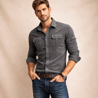 Men's Casual Button Down Corduroy Shirt | Dual Chest Pocket View 15