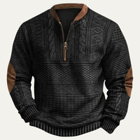 Men's Casual Half Zip Sweater | Patterned Elbow Patches Hero