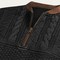 Men's Casual Half Zip Sweater | Patterned Elbow Patches View 11