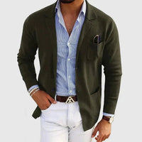 Men's Casual Knit Blazer Jacket | Patch Pocket Smart Back
