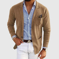 Men's Casual Knit Blazer Jacket | Patch Pocket Smart Detail
