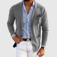 Men's Casual Knit Blazer Jacket | Patch Pocket Smart Front