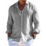 Chemise décontractée en lin pour homme | Coupe décontractée à manches longues