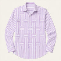 Men's Casual Striped Wrinkle Resistant Shirt | Patchwork Summer View 11