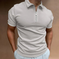 Men's Casual Zip Polo Shirt Top Back