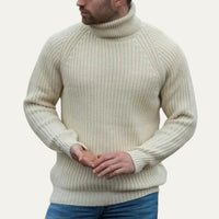 Men's Chunky Turtleneck Warm Sweater | Fisherman Knit Raglan Back