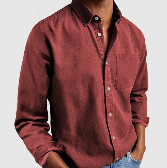 Men's Classic Denim Button Shirt Top View 11