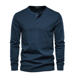 Camisa de corte clásico para hombre | Cuello Henley de ajuste relajado