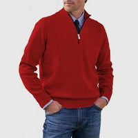 Men's Classic Half Zip Sweater | Tailored Knit Layering Fit Angle