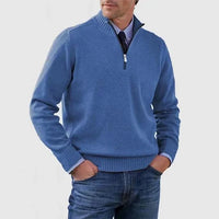 Men's Classic Half Zip Sweater | Tailored Knit Layering Fit Close Up