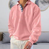 Pull classique confortable pour homme à col en V | Coupe en maille à col à carreaux