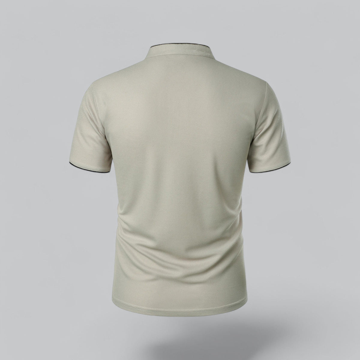 Men's Collarless Polo Top | Mandarin Trim Back