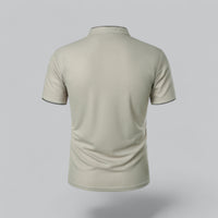 Men's Collarless Polo Top | Mandarin Trim Back