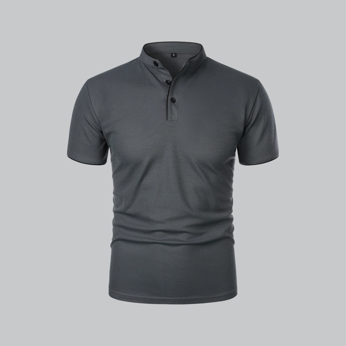 Men's Collarless Polo Top | Mandarin Trim Lifestyle