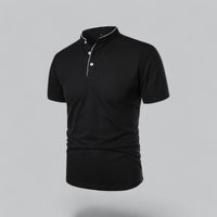 Men's Collarless Polo Top | Mandarin Trim View 12