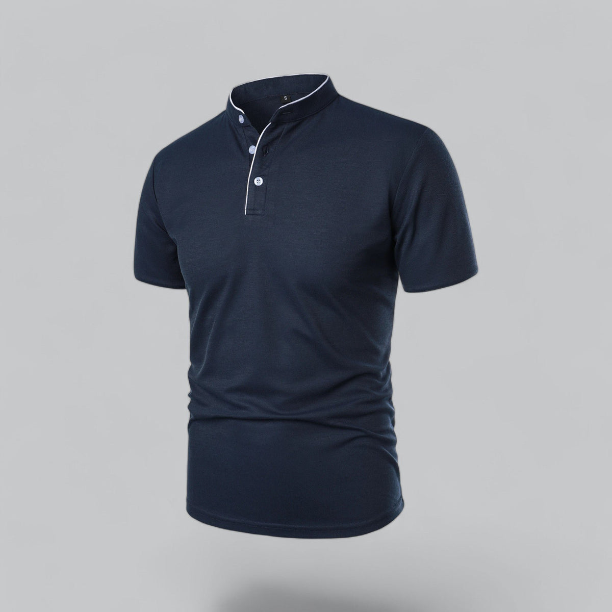 Men's Collarless Polo Top | Mandarin Trim View 15
