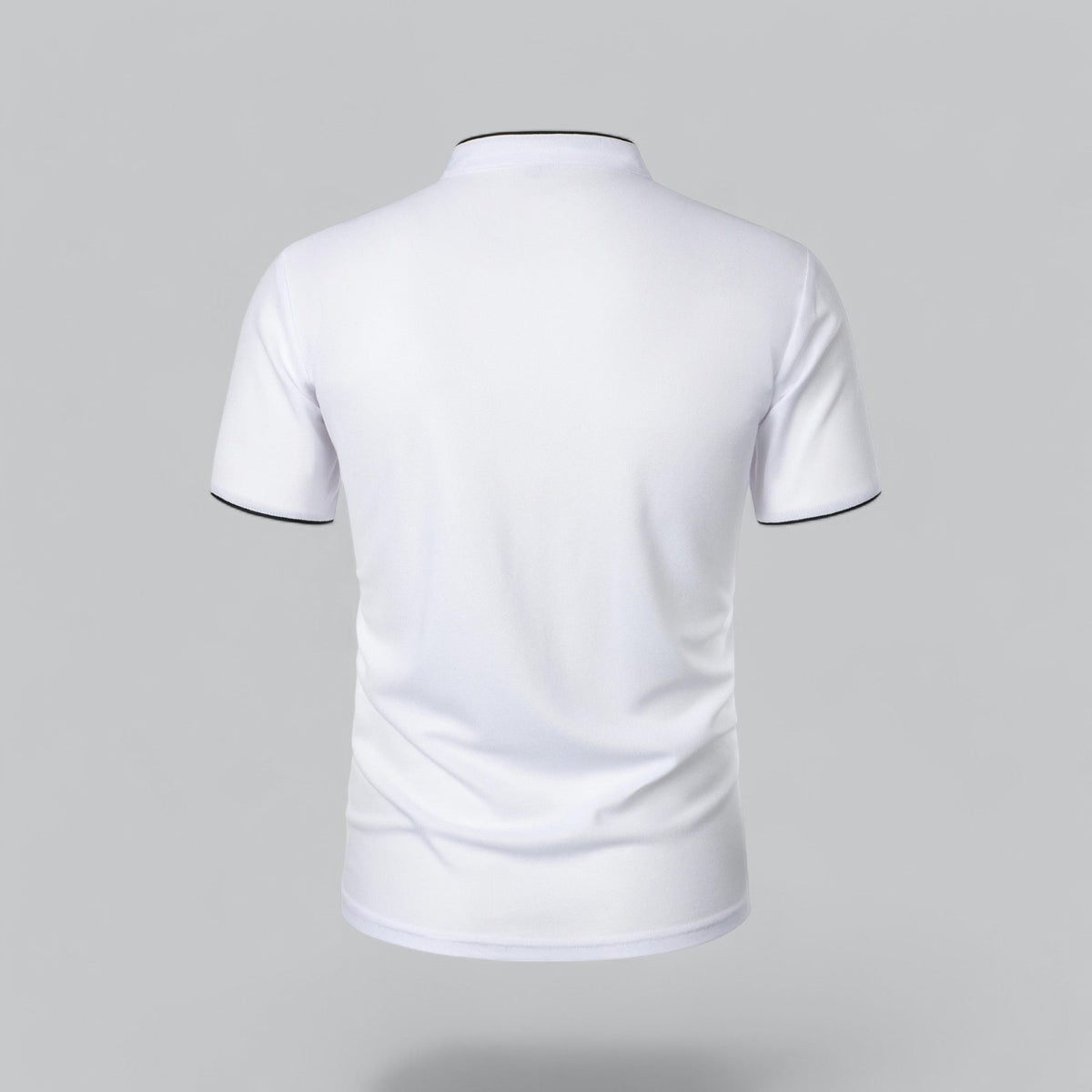 Men's Collarless Polo Top | Mandarin Trim View 17