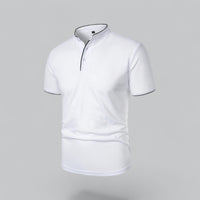 Men's Collarless Polo Top | Mandarin Trim View 18