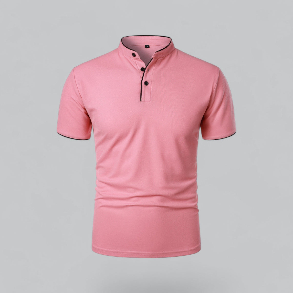 Men's Collarless Polo Top | Mandarin Trim View 19