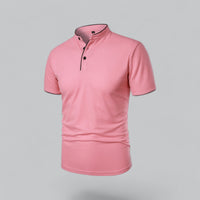 Men's Collarless Polo Top | Mandarin Trim View 21