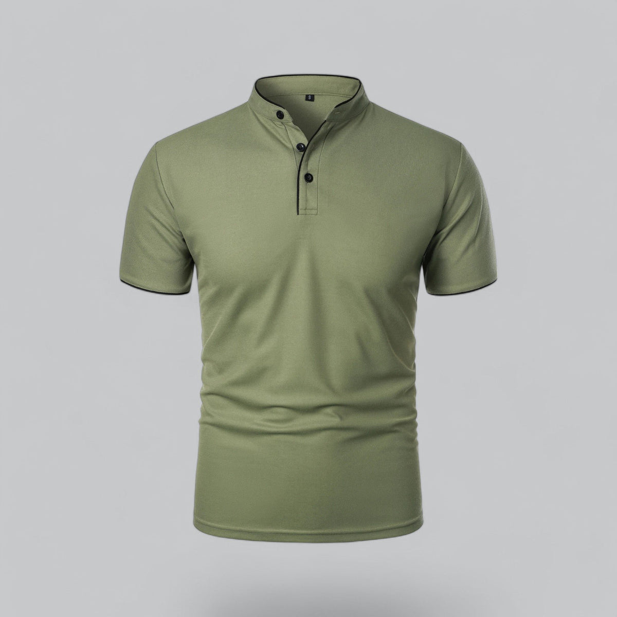 Men's Collarless Polo Top | Mandarin Trim View 22