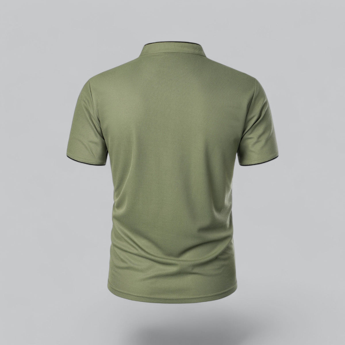 Men's Collarless Polo Top | Mandarin Trim View 23