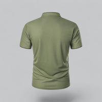 Men's Collarless Polo Top | Mandarin Trim View 23