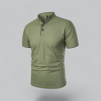 Men's Collarless Polo Top | Mandarin Trim View 24