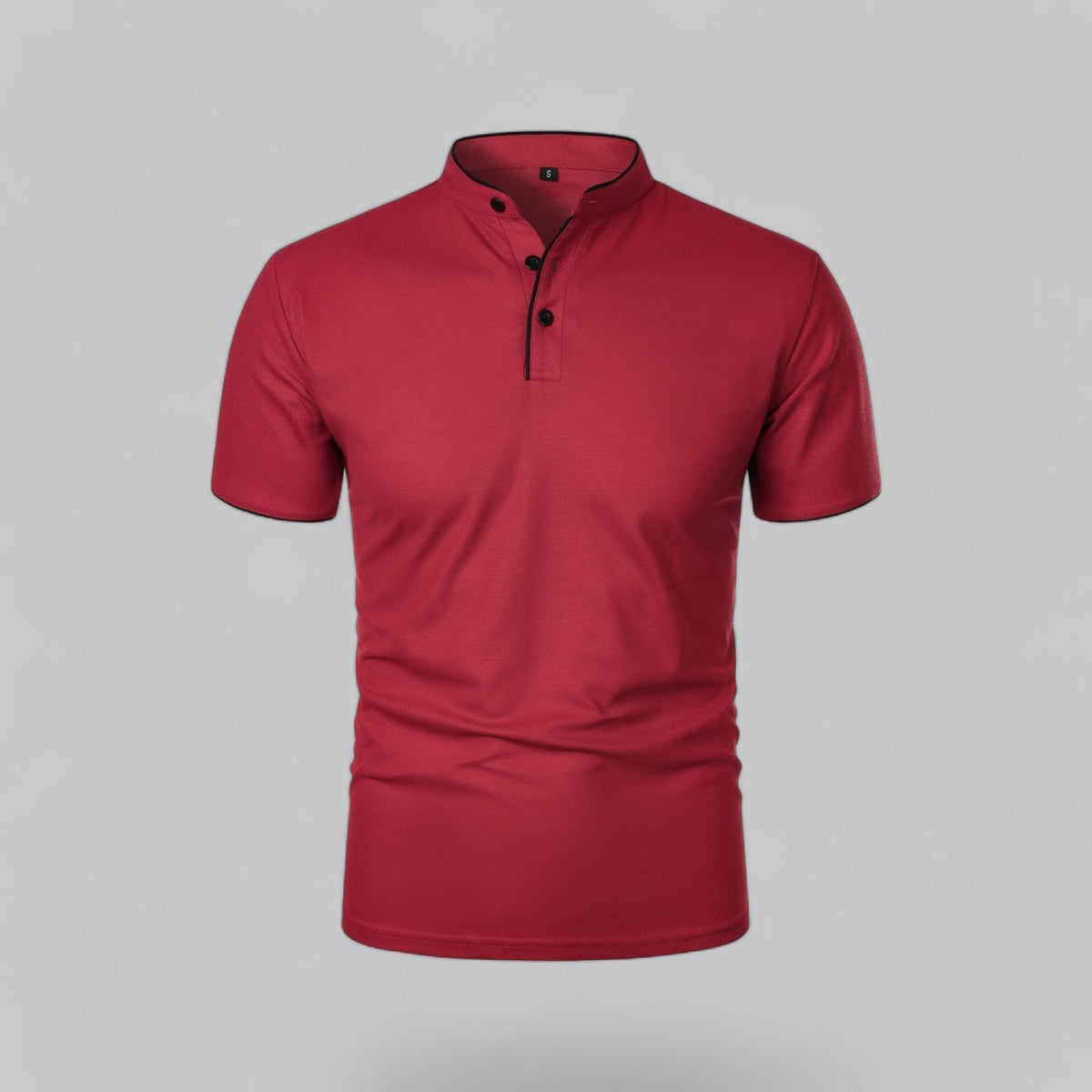 Men's Collarless Polo Top | Mandarin Trim View 25