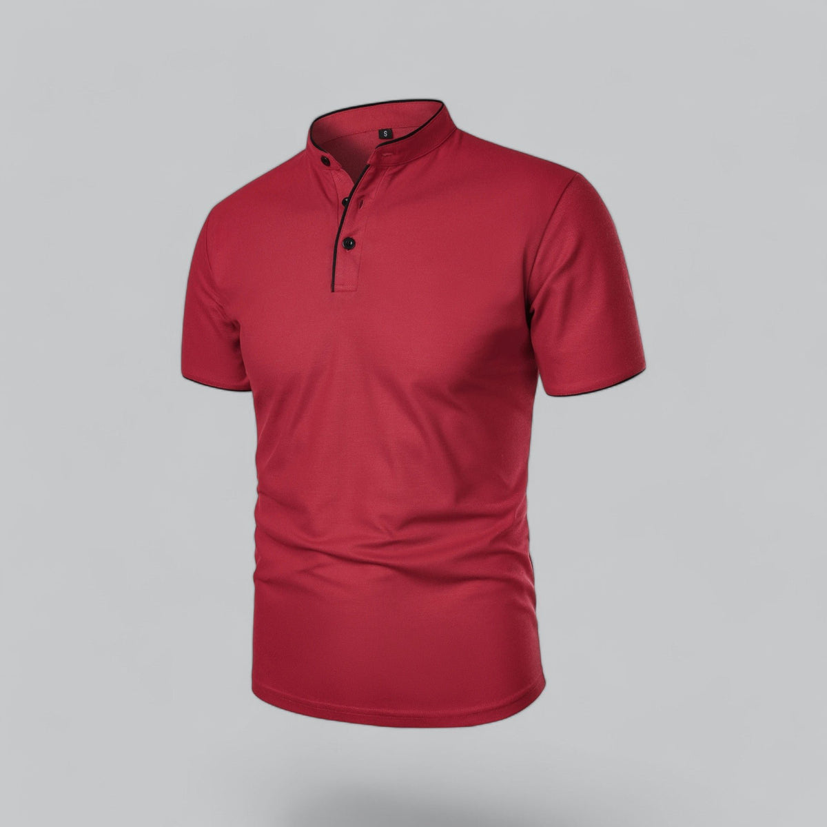 Men's Collarless Polo Top | Mandarin Trim View 27