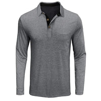 Men's Comfort Long Sleeve Shirt | Contrast Collar Placket Fit View 17