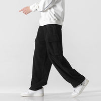 Men's Corduroy Cargo Pants | Relaxed Fit Drawstring Angle
