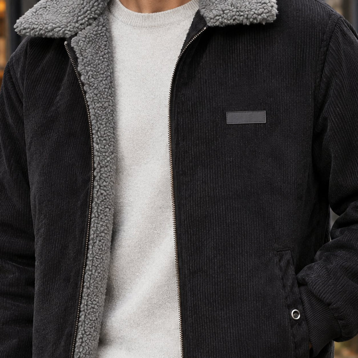 Men's Corduroy Jacket | Ribbed Cuff Cold Weather Layer Front
