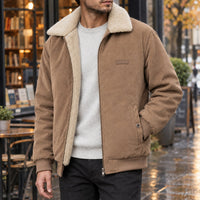Men's Corduroy Jacket | Ribbed Cuff Cold Weather Layer Side
